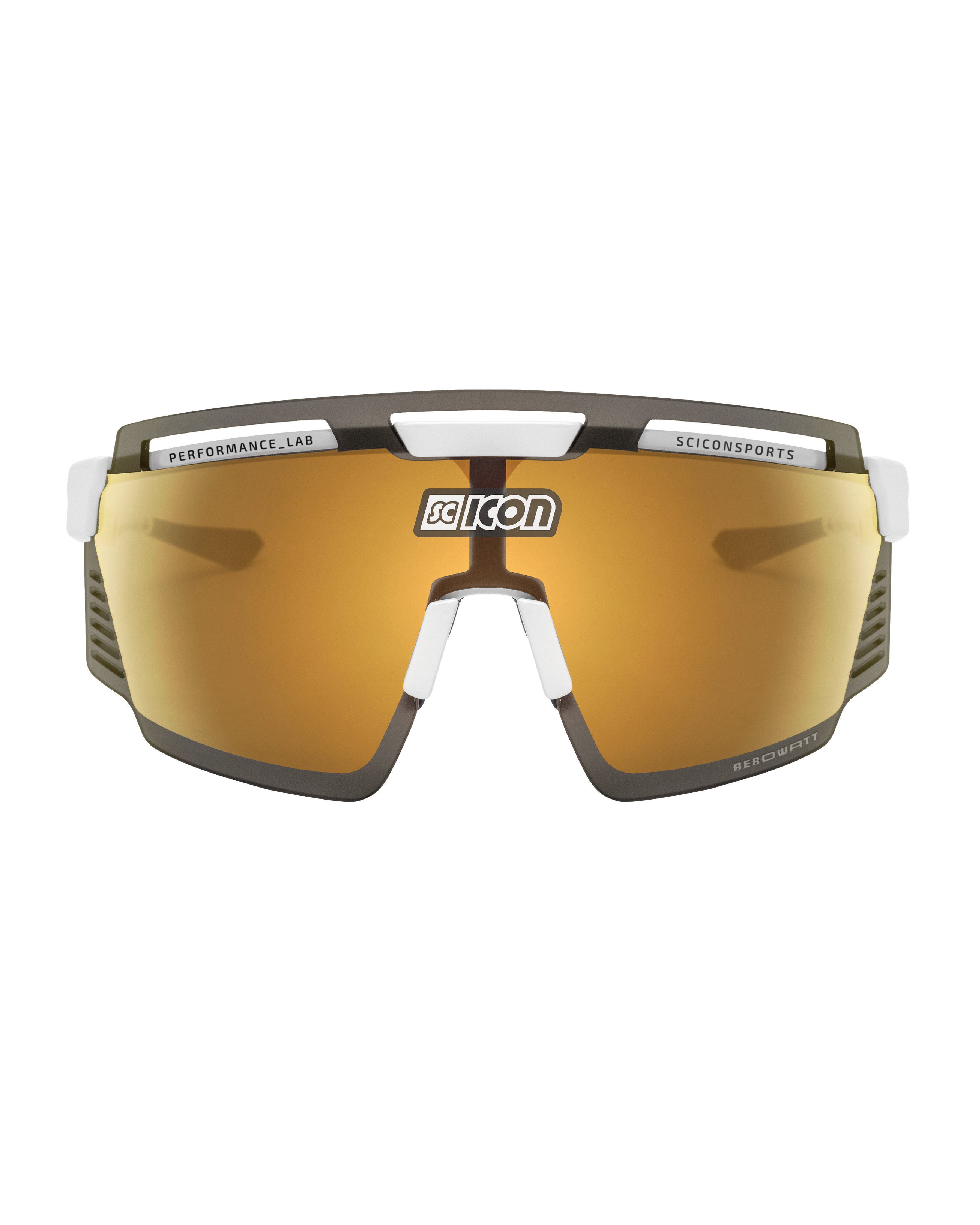 【SCICON】AEROWATT FOZA 運動眼鏡 亮光白框 / 鏡面黃片