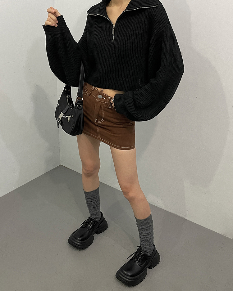 明線牛仔迷你裙