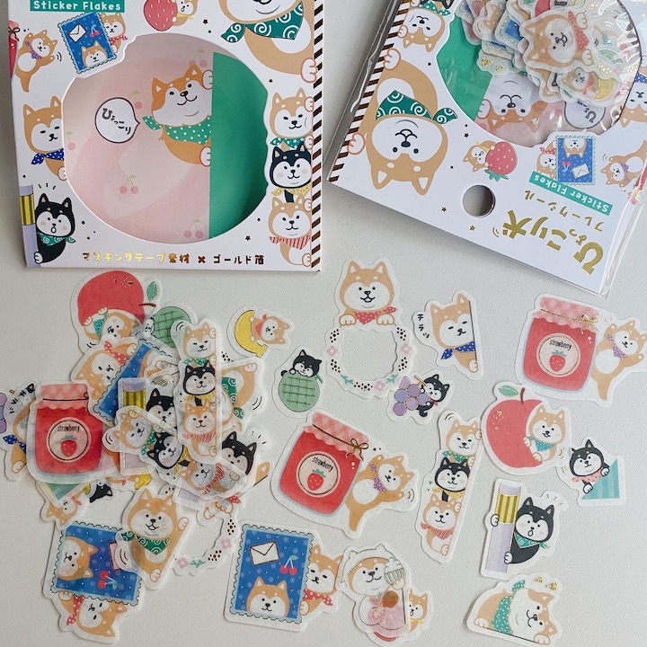 柴犬 45枚和紙貼紙包 ｜日本WORLD CRAFT