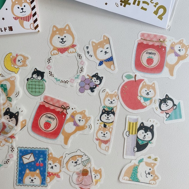 柴犬 45枚和紙貼紙包 ｜日本WORLD CRAFT