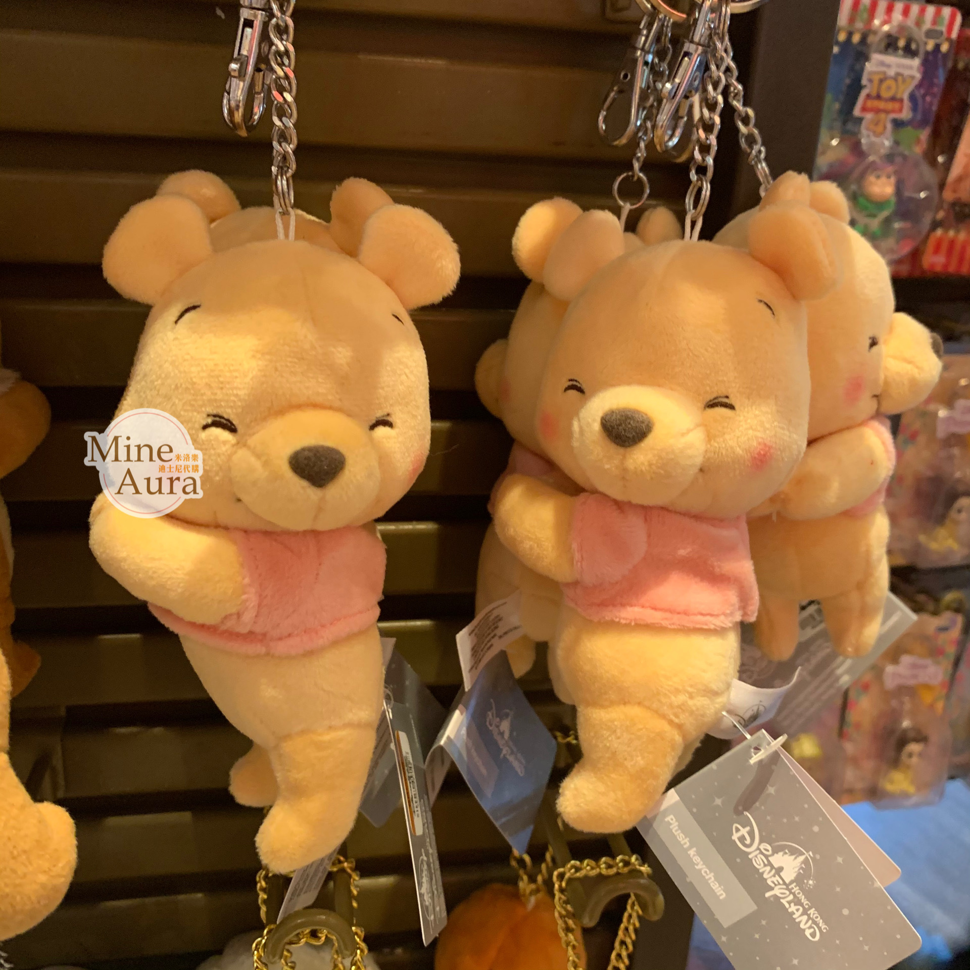 (現貨) 小熊維尼 Winnie the Pooh 笑臉 笑顏 笑咪咪 絨毛 鑰匙圈 吊飾 -香港迪士尼樂園