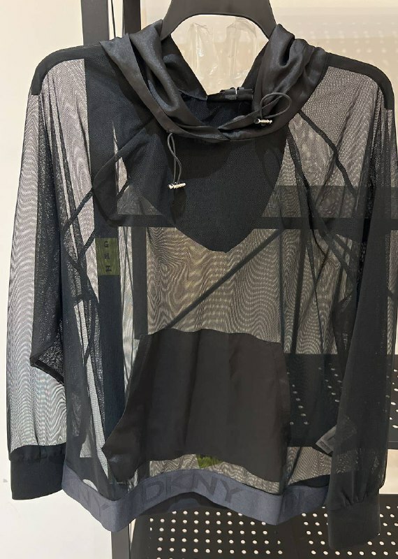 [S] DKNY LOGO MESH HOODIE,BLACK, P1JH7LES-BLACK [FINAL SALE] (SD245)