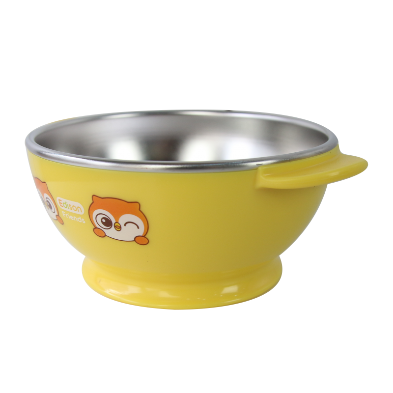 韓國製 Edison 不銹鋼防滑飯碗 - BPA FREE -黃色