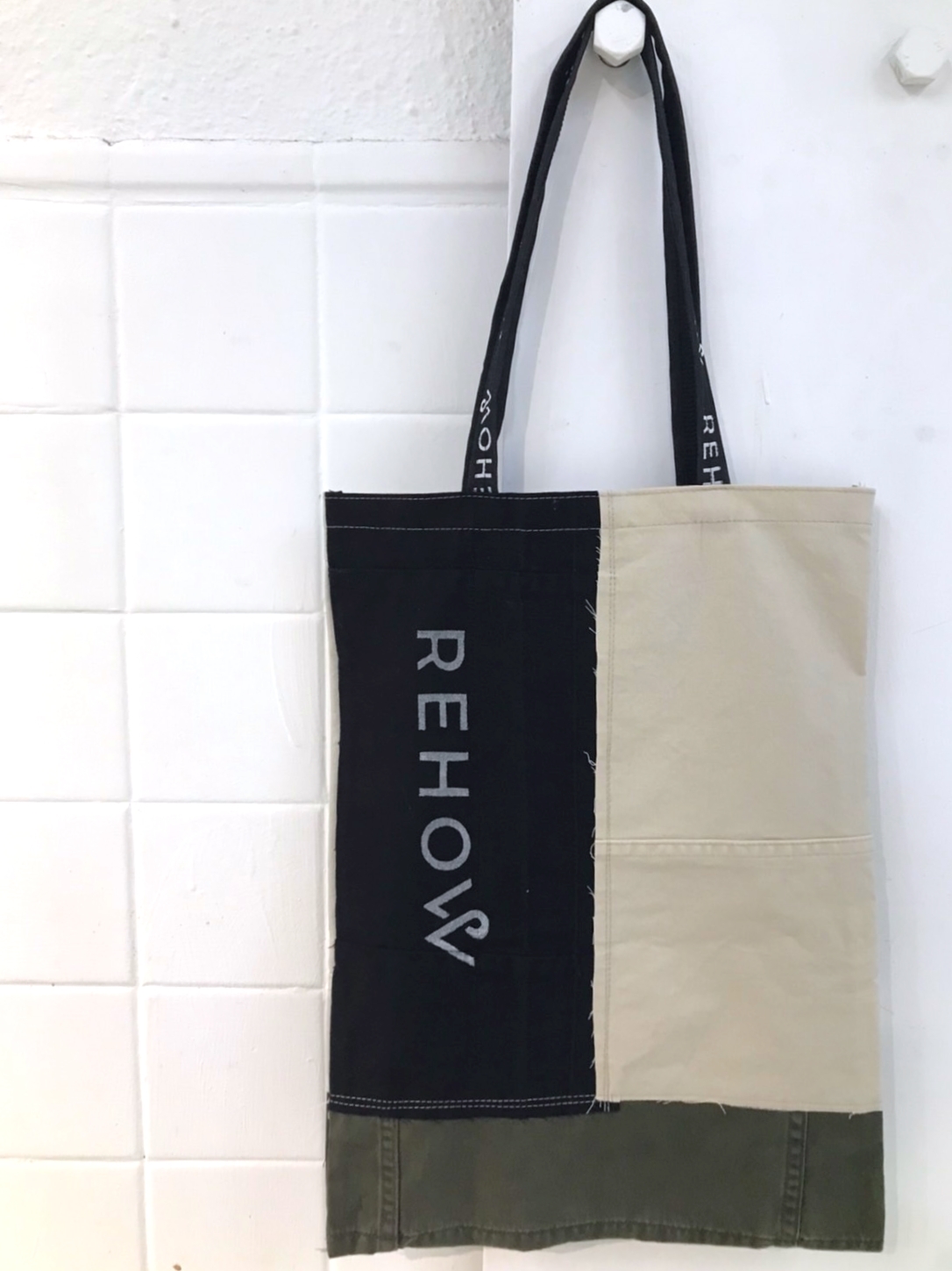 【永續改造】REHOW 設計師手提包_純手工製造 限量商品 直向絹印