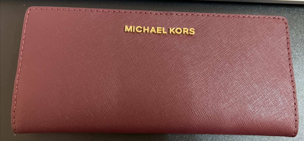 [S] MICHAEL KORS MERLOT RED FLAT SLIM BIFOLD WALLET, 192877945581 (SMK218)