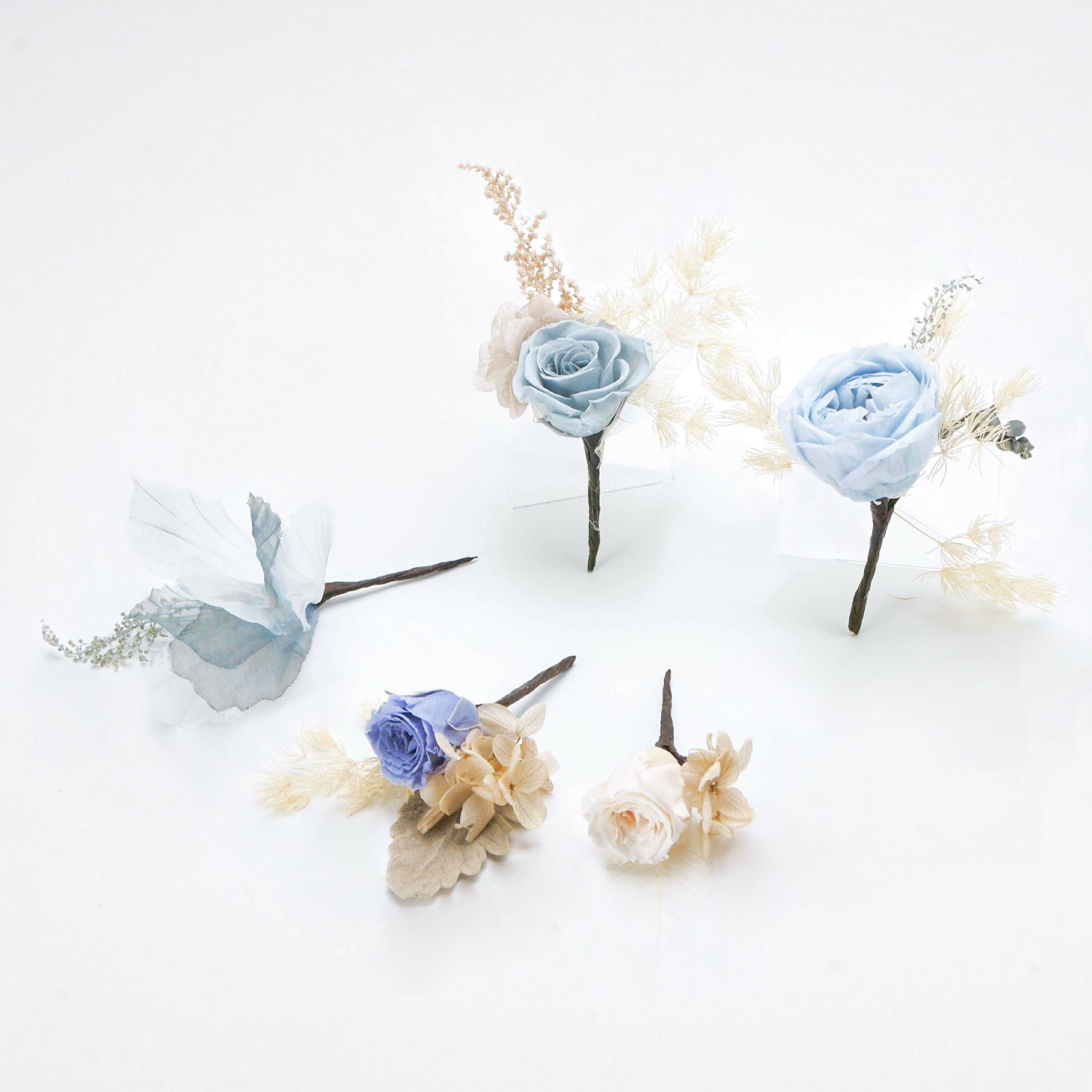 【藍色珠寶盒】永生乾燥花插組