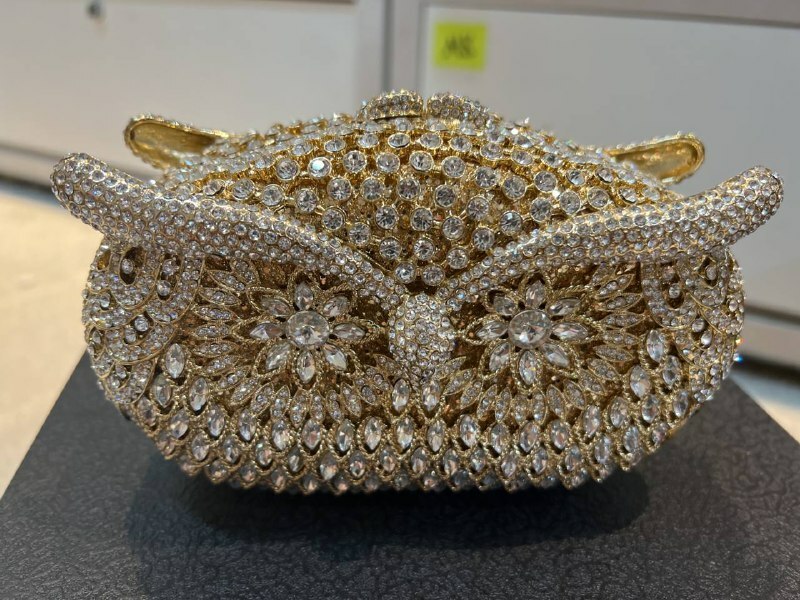 [S] OWL GOLD CRYSTAL RHINESTONE CLUTCH, SZZ77[FINAL SALE] (SZZ77)