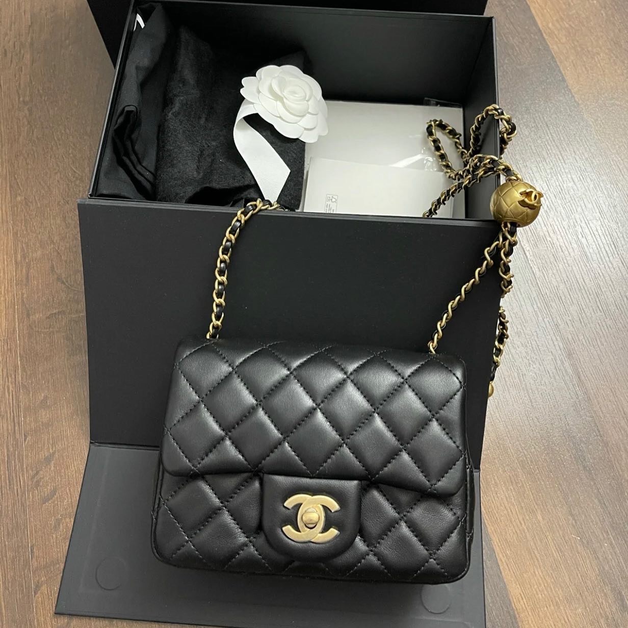 全新CHANEL CF17 AS1786 黑色羊皮金波/金球袋@晶片款 #方胖子#BRAND NEW #香榭站正品