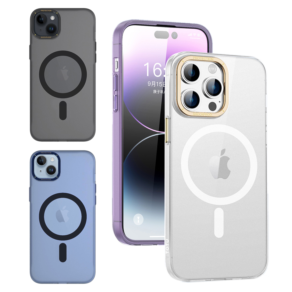 TOTU 拓途 iPhone 13/14/14 Plus/14 Pro/14 Pro Max 手機殼防摔殼保護殼磁吸合金框防塵孔 晶彩