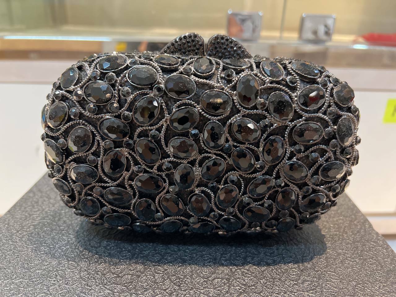 [S] BLACK CRYSTAL RHINESTONE CLUTCH, SZZ83 (SZZ83)