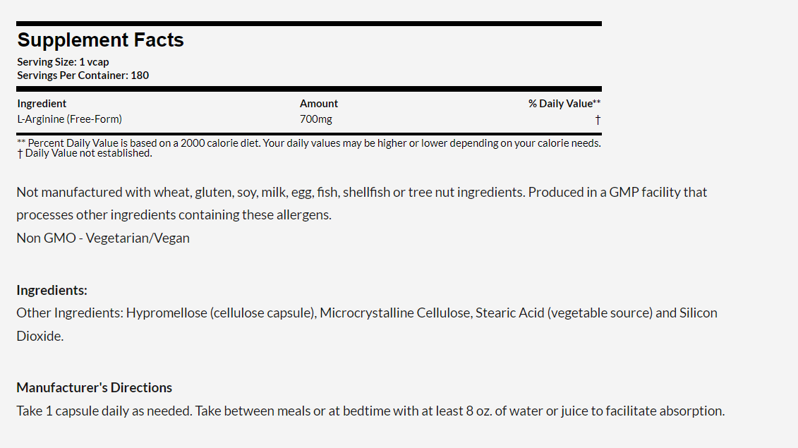 [預購] Now 左旋精氨酸 700mg 180粒 L-Arginine 精胺酸