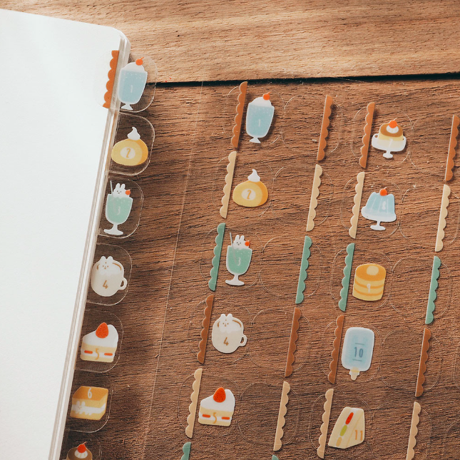 透明月份索引貼紙 喫茶｜右手超人 臺灣