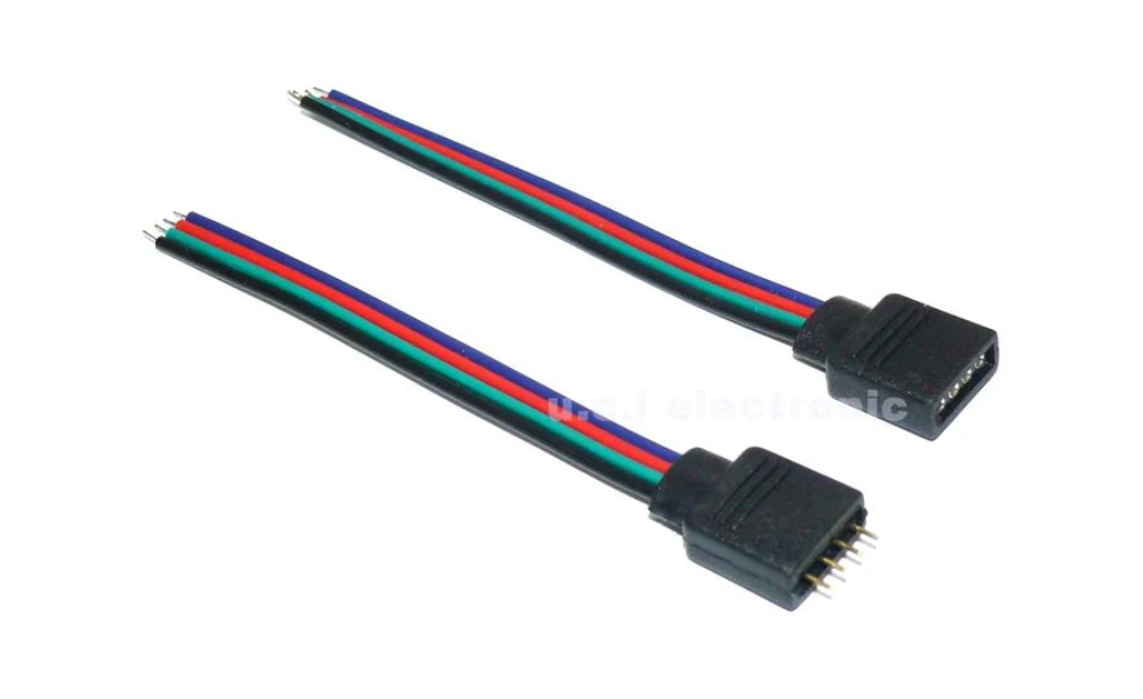 【UCI電子】(x-2) 12V燈帶連接器5050 3528七彩燈帶接頭4pin彩線公母頭rgb燈帶插頭