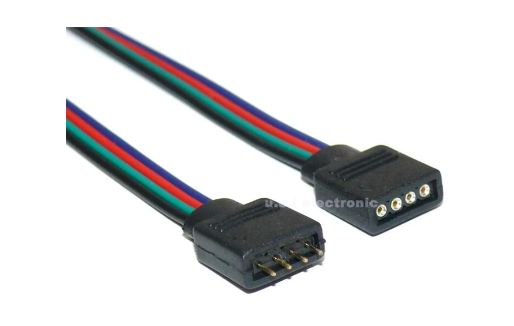 【UCI電子】(x-2) 12V燈帶連接器5050 3528七彩燈帶接頭4pin彩線公母頭rgb燈帶插頭