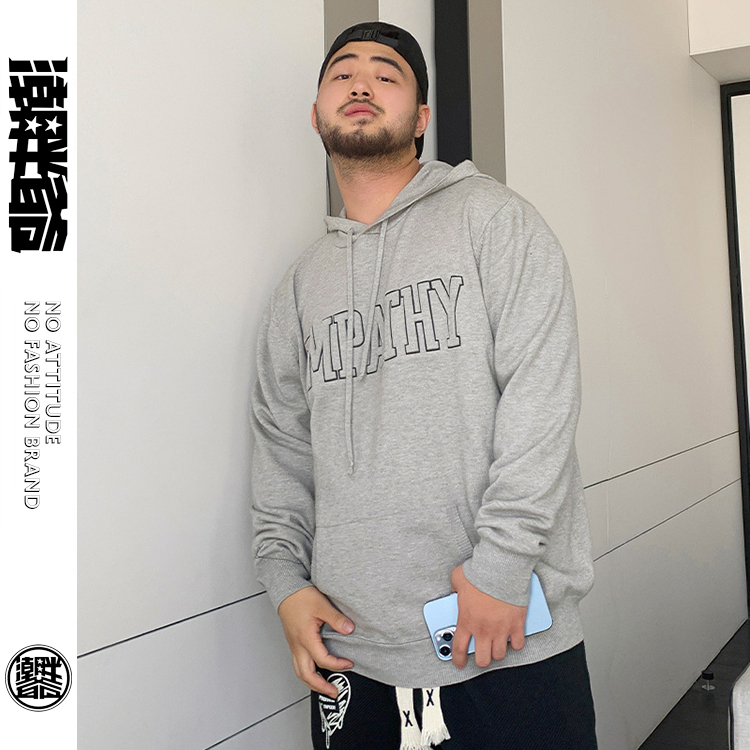 潮胖爺大尺碼-潮牌長袖帽T〈BFWY7276〉