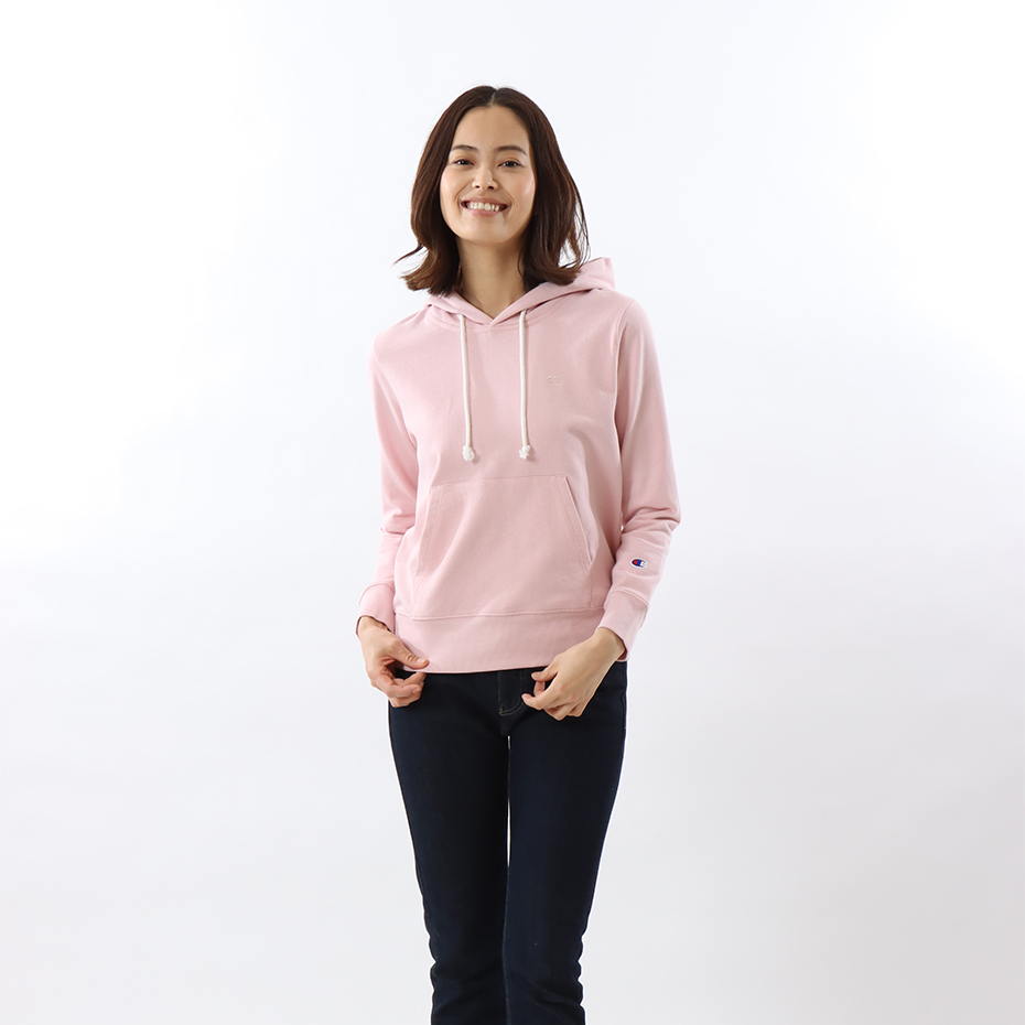 女款 - BASIC 小C素面連帽Tee-粉紅色（CW-T108-911）
