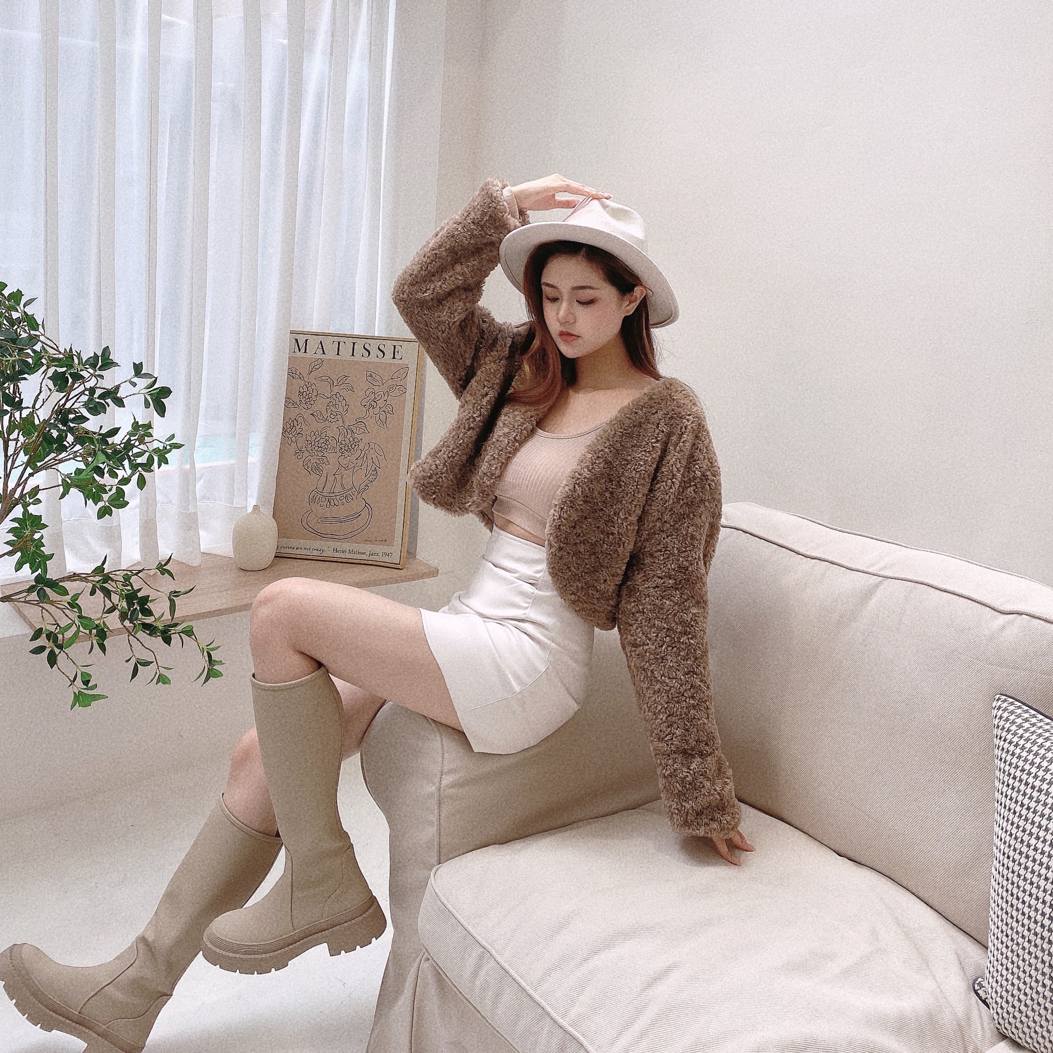 QQ貴賓開襟捲毛外套/二色