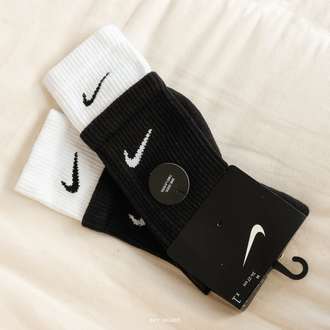 #現貨 NIKE 雙勾 雙層 長襪 小腿襪 DD2795-011 黑白