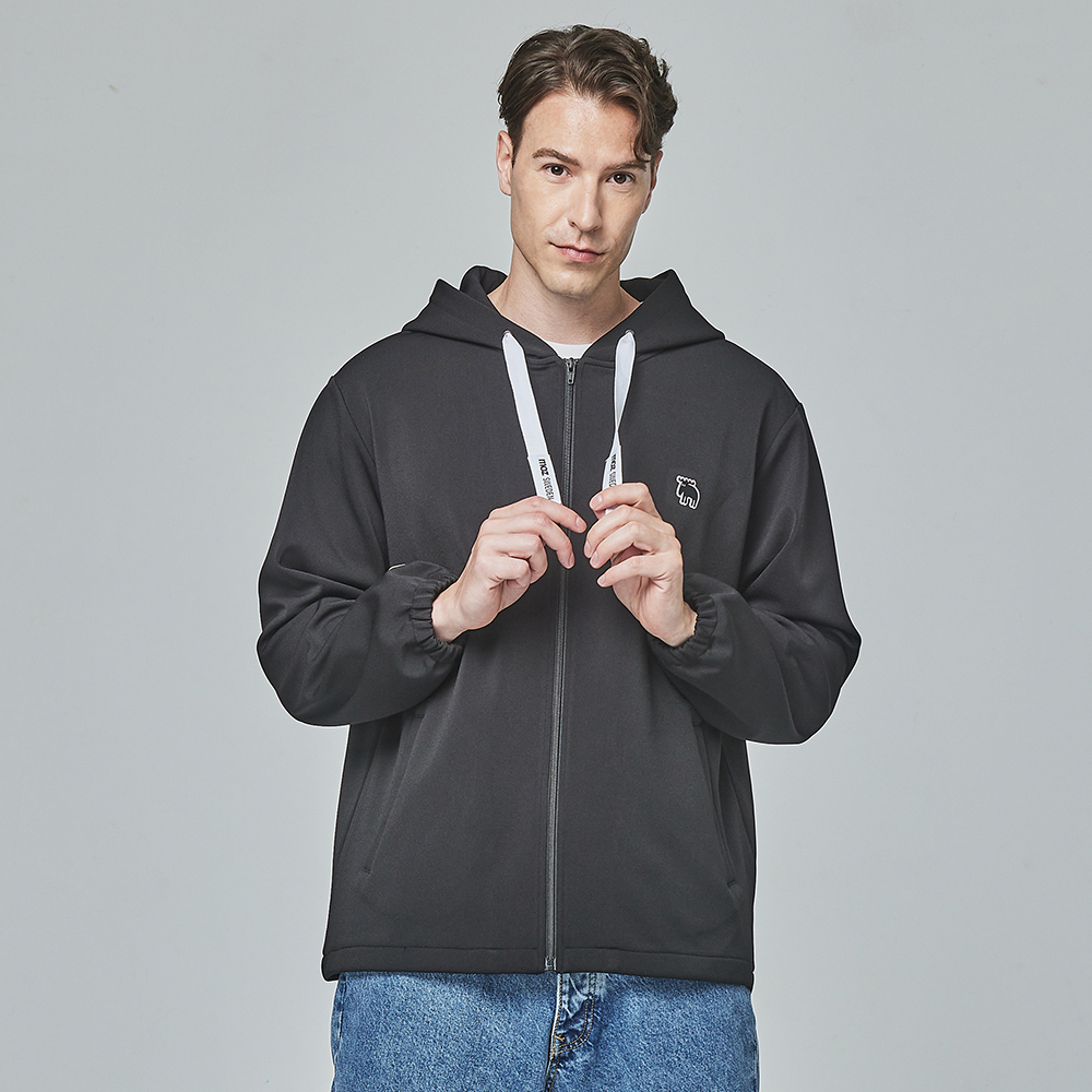 moz瑞典 駝鹿 微刷毛科技複合外套(萬年黑) 男女共款