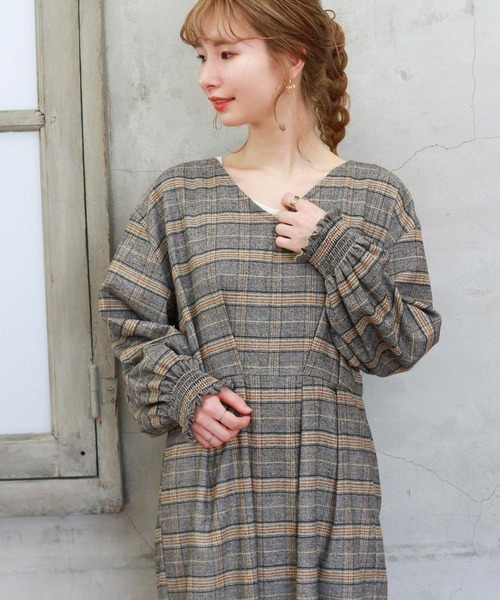 SALE｜日本格仔長袖連身裙