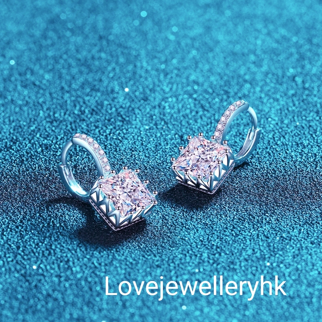 公主方莫桑耳環   E2C045