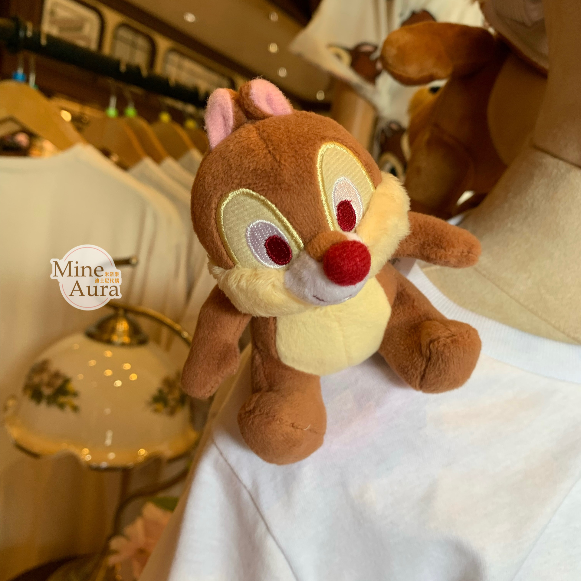 黑鼻 奇奇 Chip 磁鐵 坐肩 絨毛 娃娃 公仔 奇奇蒂蒂 Chip 'n Dale -香港迪士尼樂園