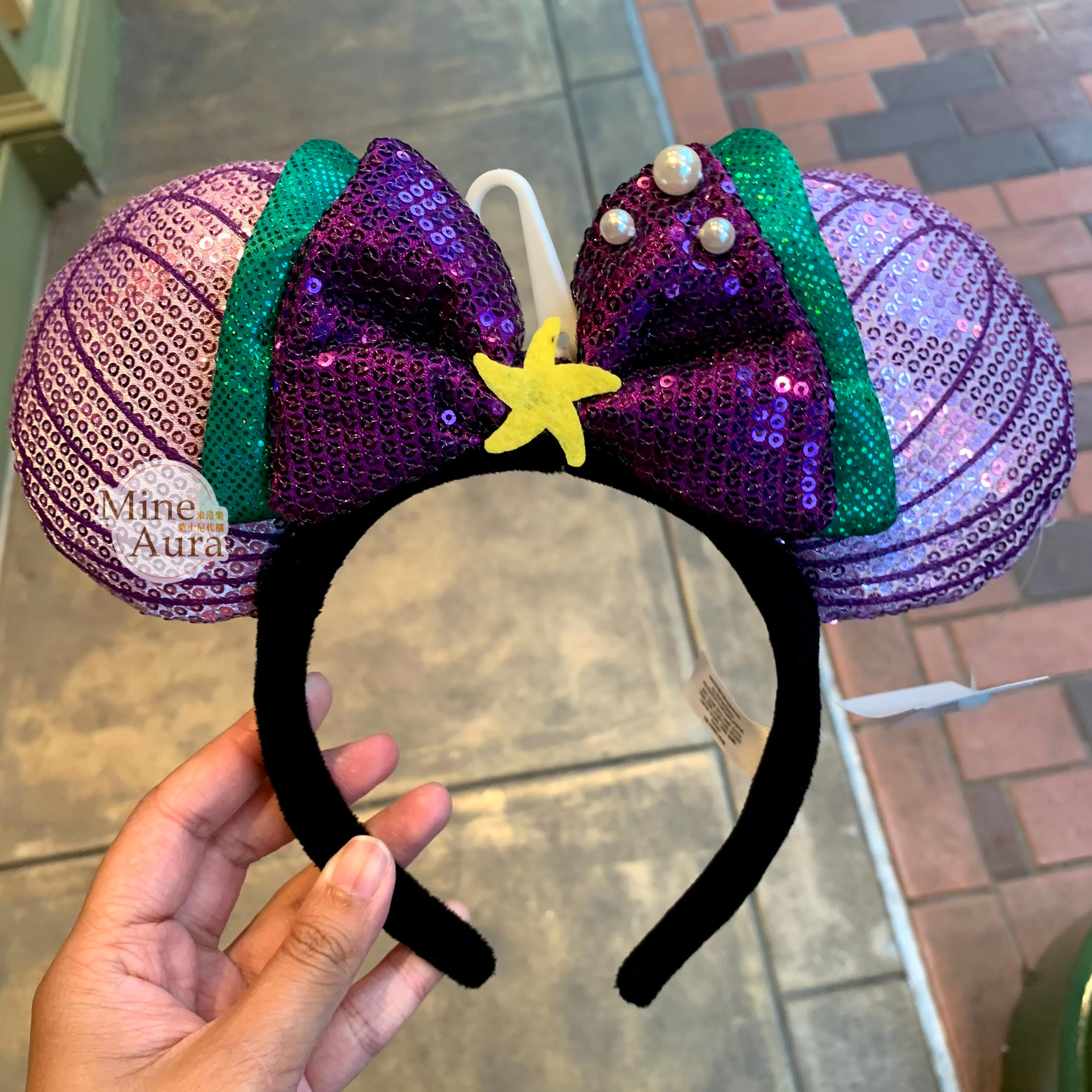 米妮 Minnie 立體耳朵 美人魚 造型 髮圈 髮箍 -香港迪士尼樂園