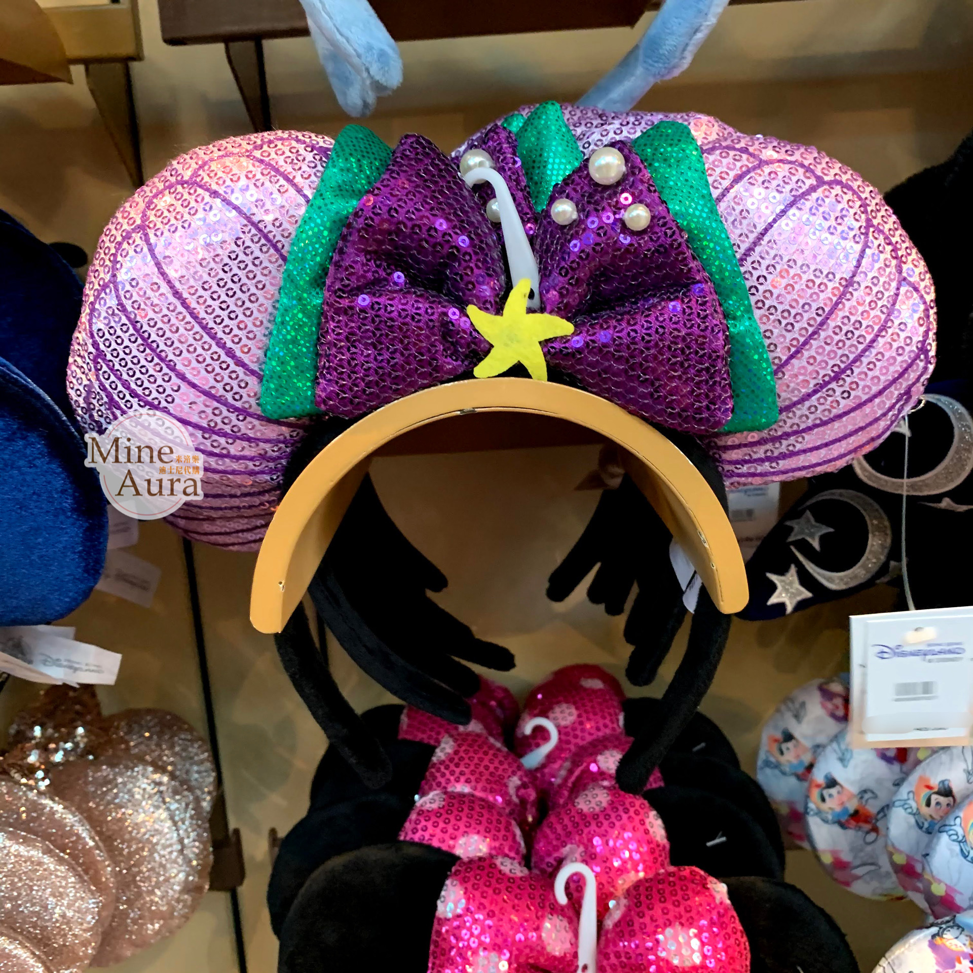 米妮 Minnie 立體耳朵 美人魚 造型 髮圈 髮箍 -香港迪士尼樂園