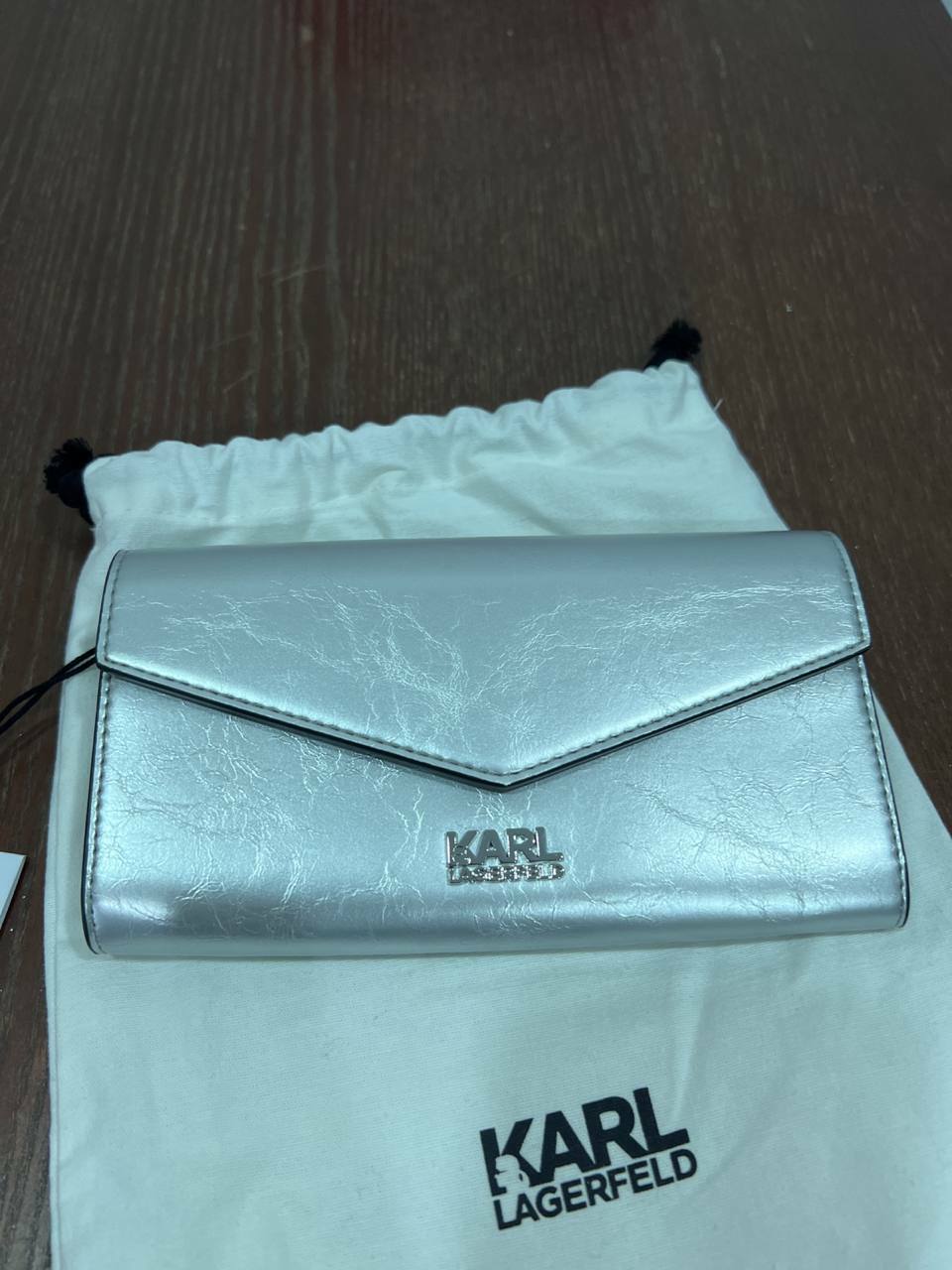 [S] KARL LAGERFELD K/STONE METALLIC WALLET,SILVER, 8720092980647 (SKL327)