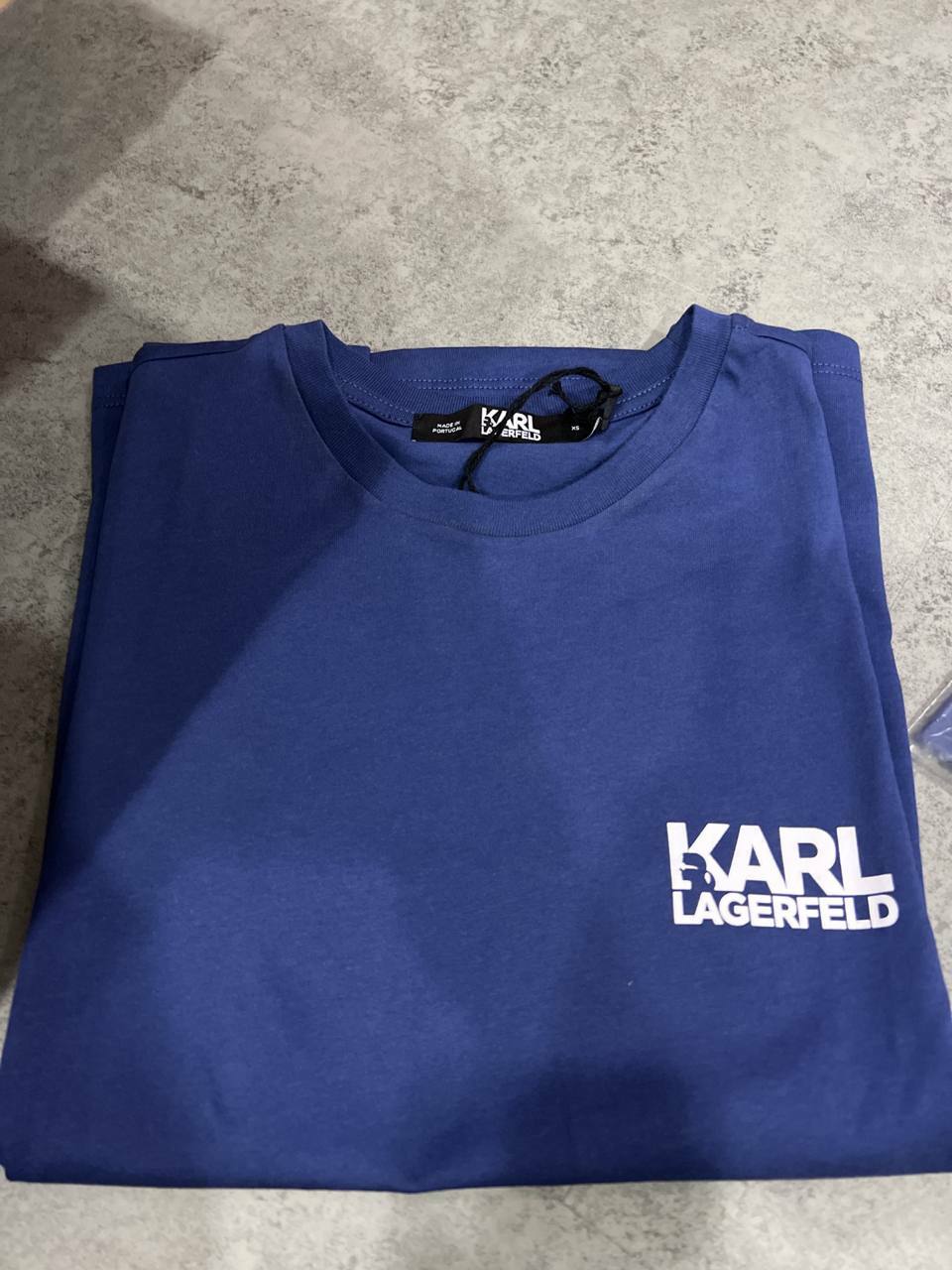 [S] KARL LAGERFELD LNS BLOCK LOGO T-SHIRT,BLUE, 22WW1715-BLUE (SKL331)