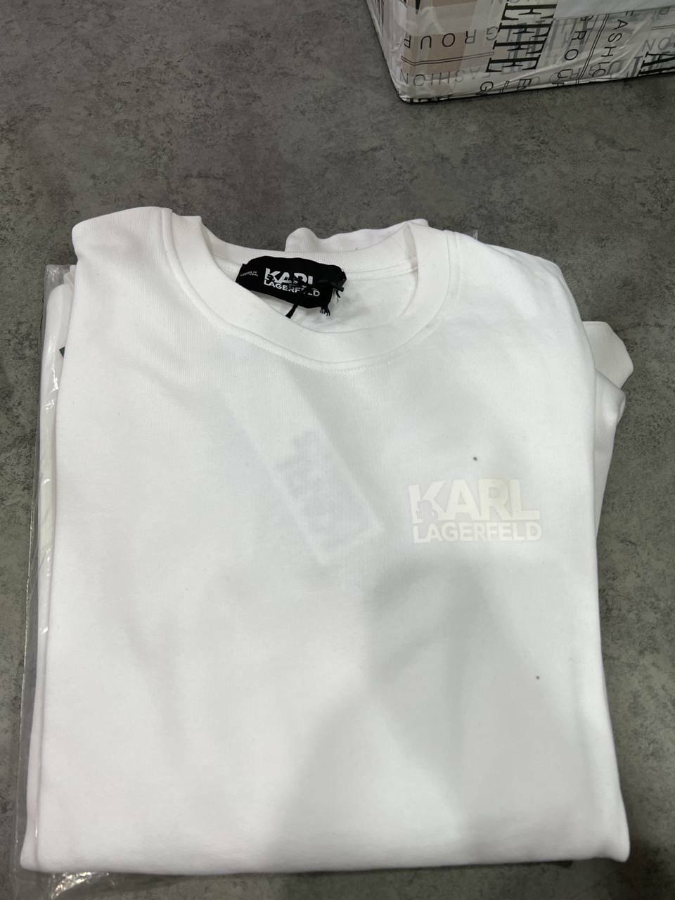 [S] KARL LAGERFELD LNS BLOCK LOGO SWEATSHIRT,WHITE, 22WM1818-WHITE [FINAL SALE] (SKL338)