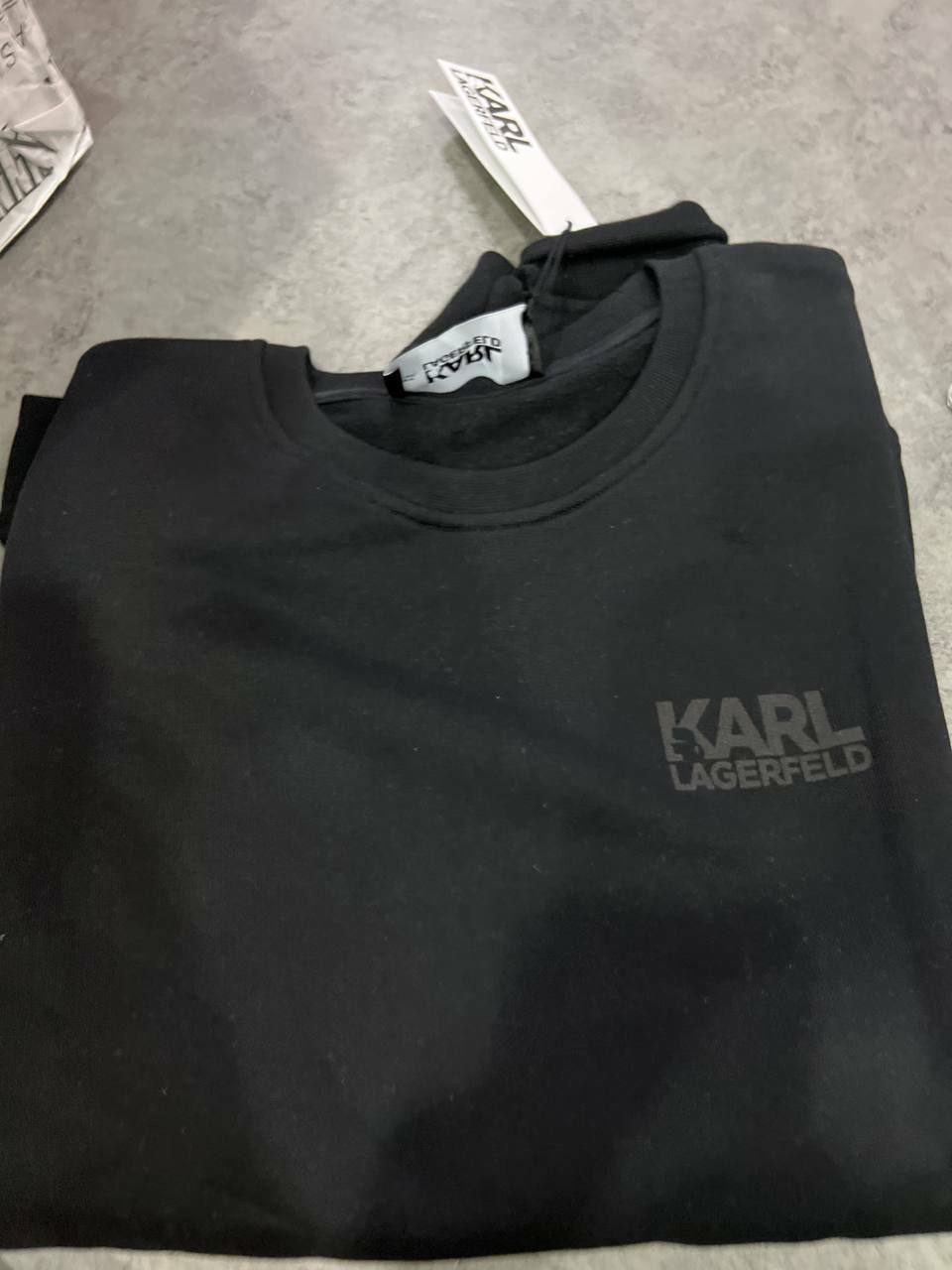 [S] KARL LAGERFELD LNS BLOCK LOGO SWEATSHIRT,BLACK, 22WM1818-BLACK (SKL342)