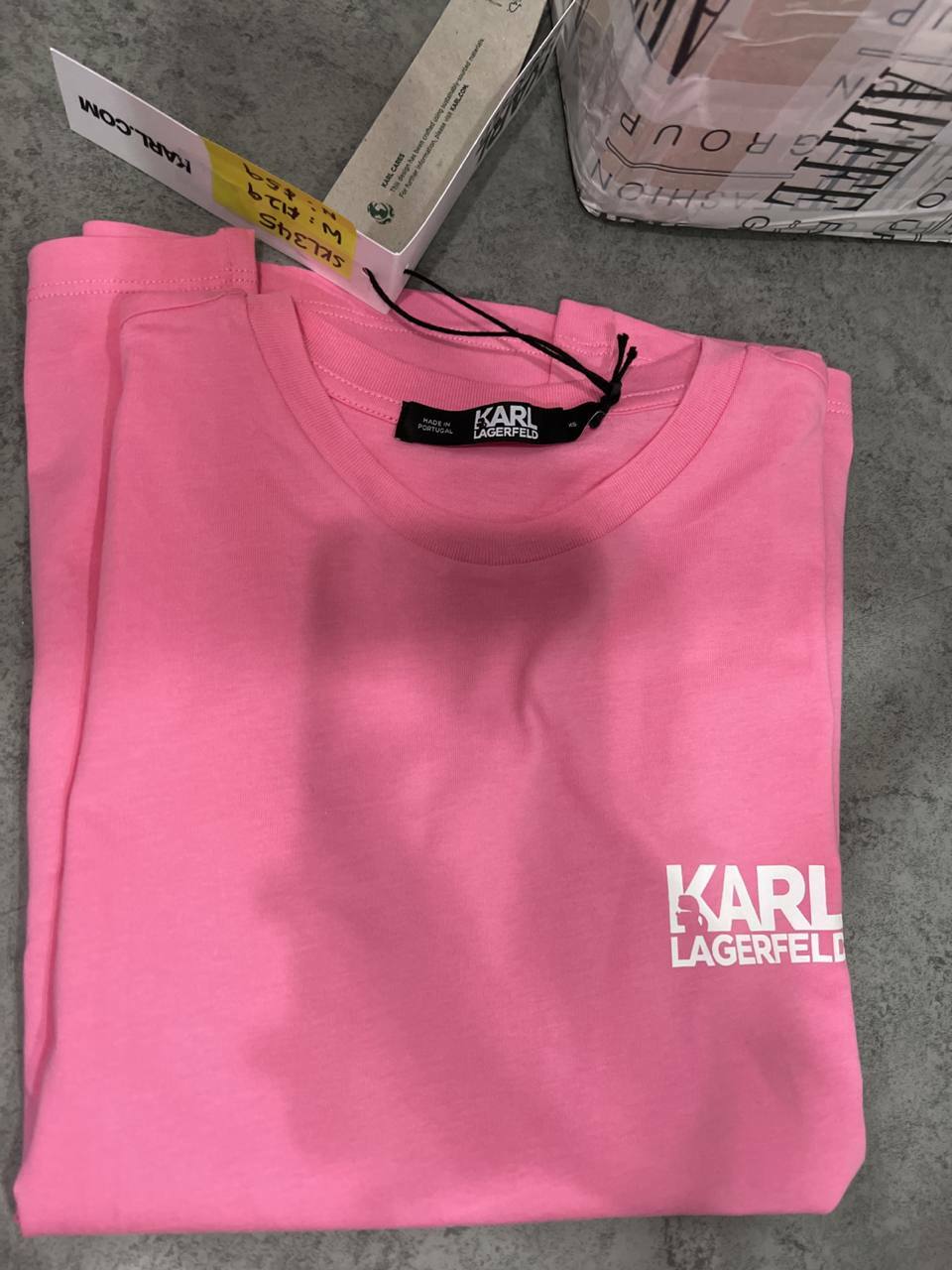 [S] KARL LAGERFELD LNS BLOCK LOGO TSHIRT,PINK, 22WW1715-PINK (SKL345)