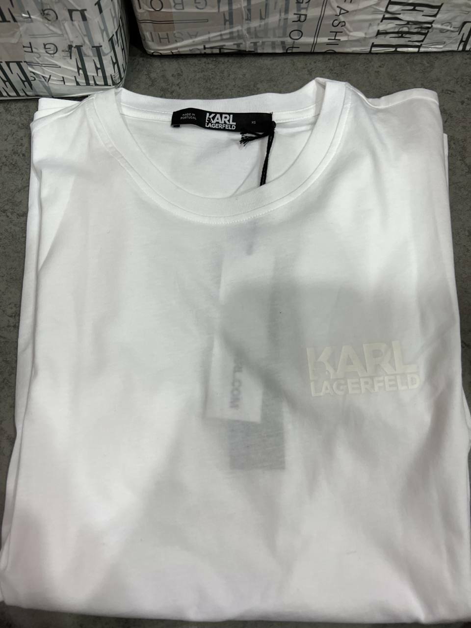 [S] KARL LAGERFELD LNS BLOCK LOGO TSHIRT,WHITE, 22WM1718-WHITE (SKL346)
