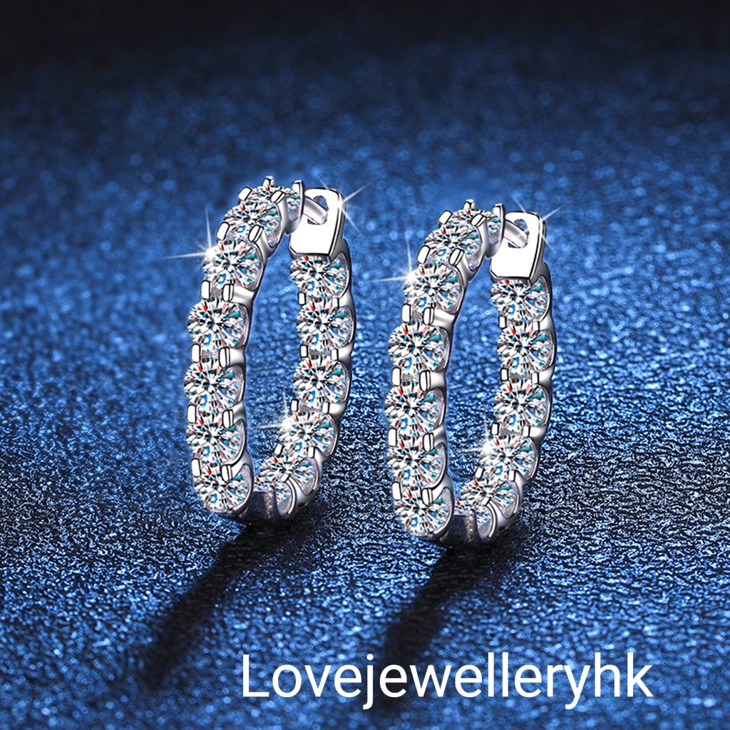 滿圈牛頭莫桑耳環   E2.6C046