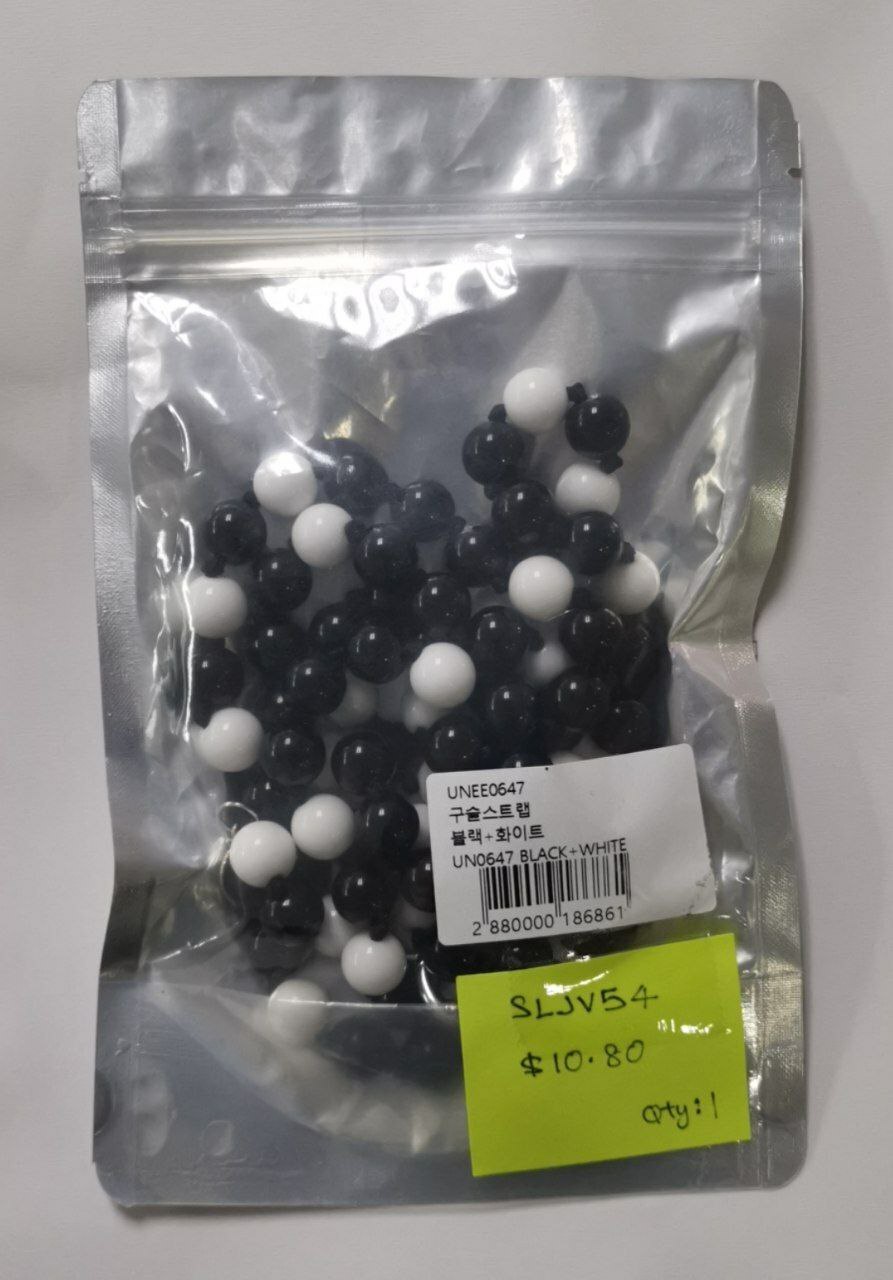 [S] LE.JUNEV BEADS STRAP,BLACK/WHITE, SLJV54 (SLJV54)