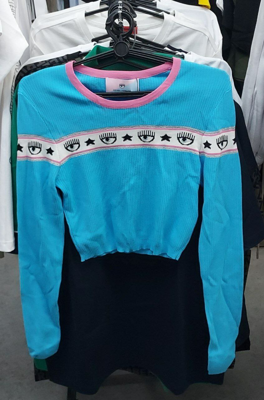 [S] CHIARA FERRAGNI LOGOMANIA YARN SWEATSHIRT 72CBFM06-M01,BLUE, CMH04-245 [FINAL SALE] (SCF102)