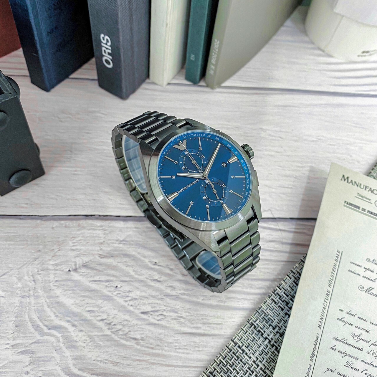 【EMPORIO ARMANI】紳男計時手錶 AR11481 (藍色) / AR11480 (綠色) 43mm 現代鐘錶