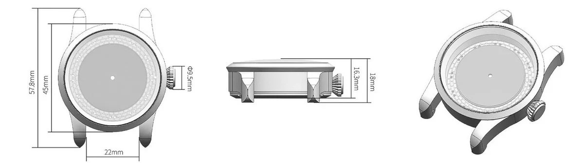 吟遊詩人的呢喃－手工腕錶｜哥德始源手錶－正面上下錶耳採用典型哥德尖頂花窗圖騰。 手錶殼兩側邊象徵花叢與哥德木刻蝕裝飾