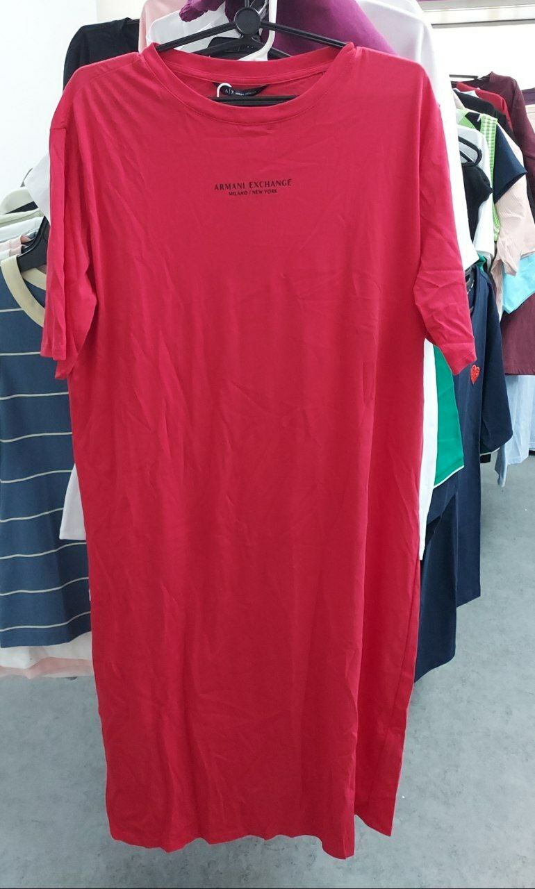 [S] ARMANI EXCHANGE ICON LOGO T-SHIRT DRESS, RED, 8NYADXYJG3Z-6466 (SAX42)