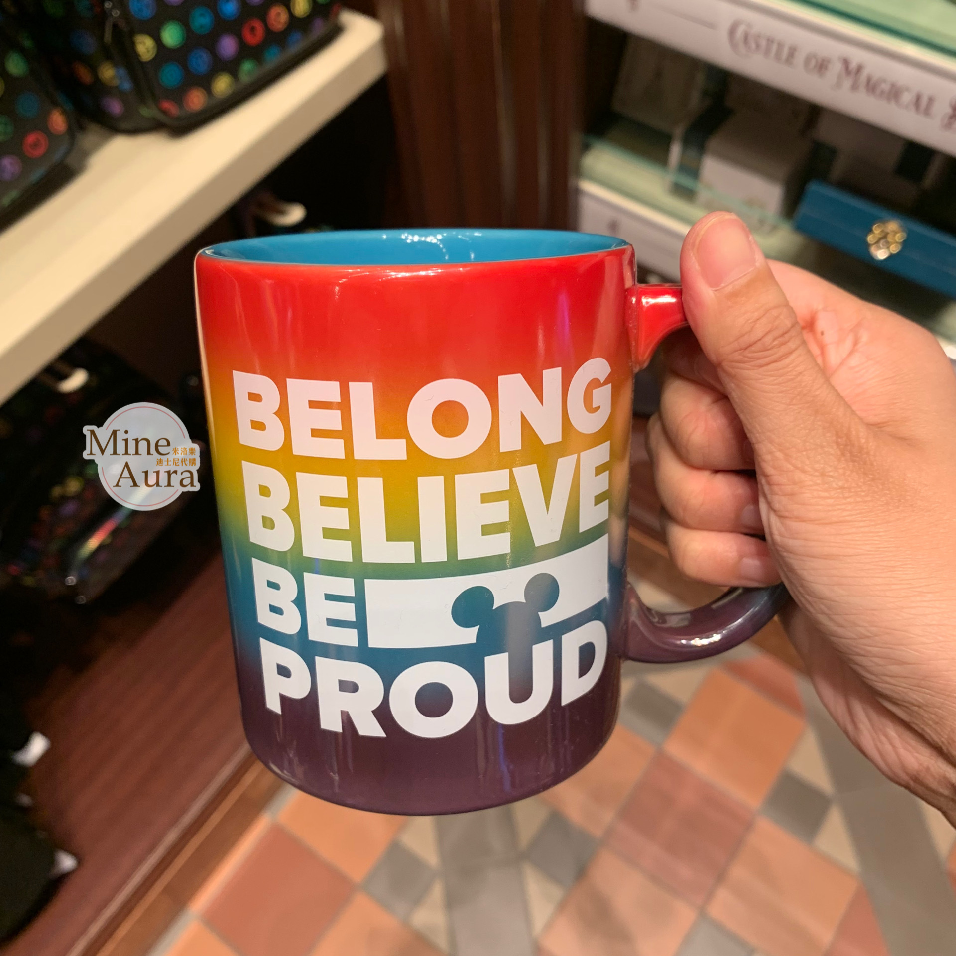 米奇 Mickey 彩虹漸層 字母 陶瓷馬克杯 水杯 -香港迪士尼樂園