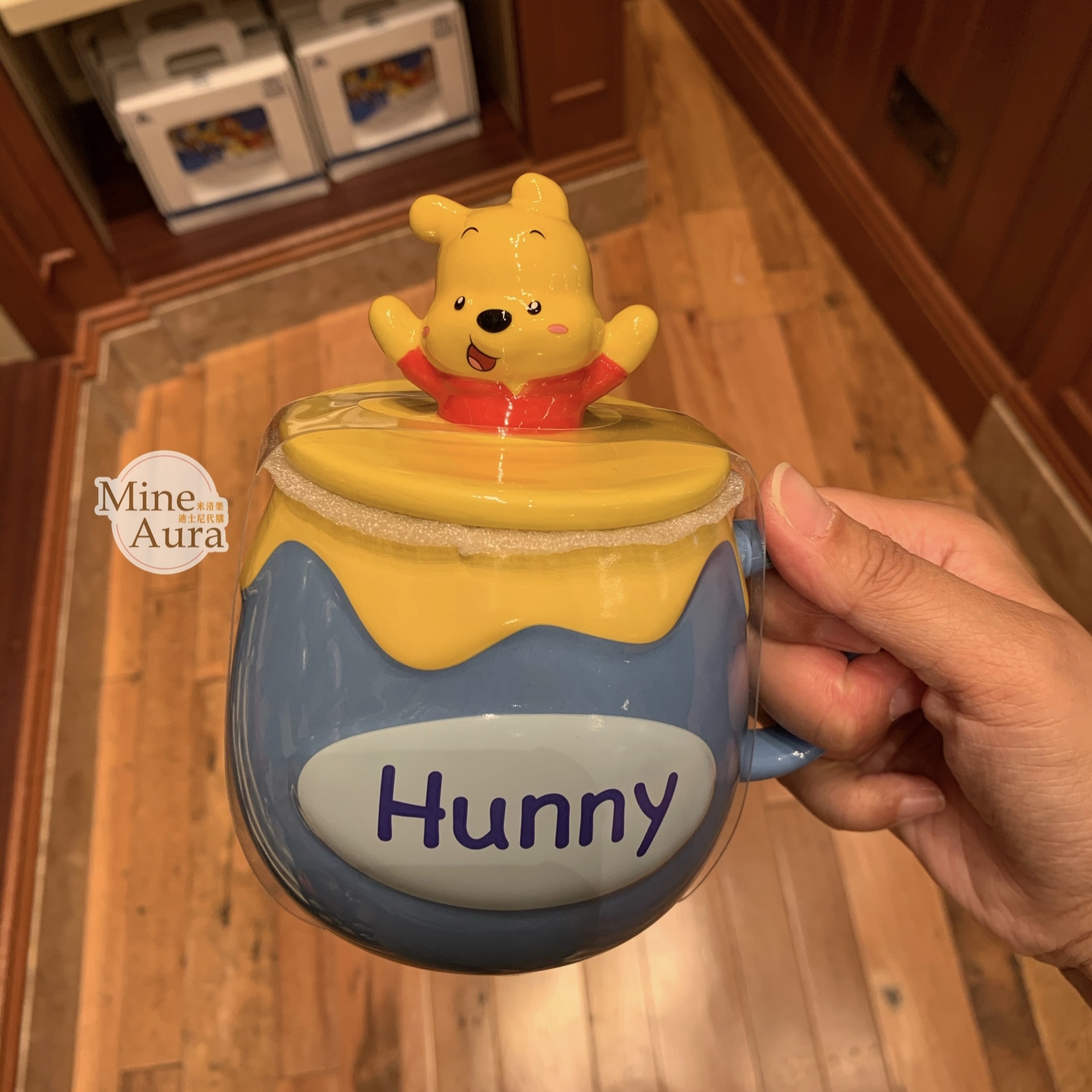小熊維尼 Winnie the Pooh 附蓋 蜂蜜罐 造型 陶瓷馬克杯 水杯 -上海迪士尼樂園