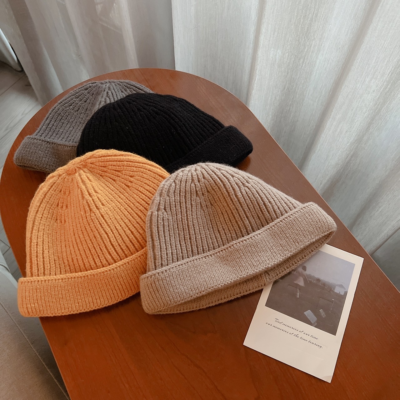 韓版針織反摺毛帽/四色