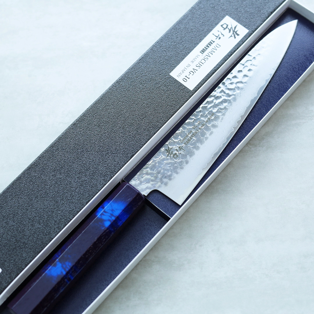 堺孝行 和牛刀 210mm VG10鋼 群青龜甲七彩柄 33層鎚目大馬士革