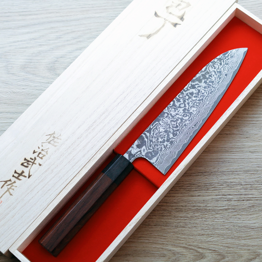 佐治武士 三德 180mm R2粉末HSS鋼 大馬士革