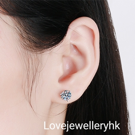 3爪莫桑鑽耳環   E048