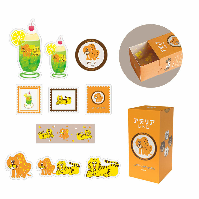 Aderia Retro x Ryu-Ryu Clear Sticker Box Set－Zoomate (Japanese Stationery Brand)