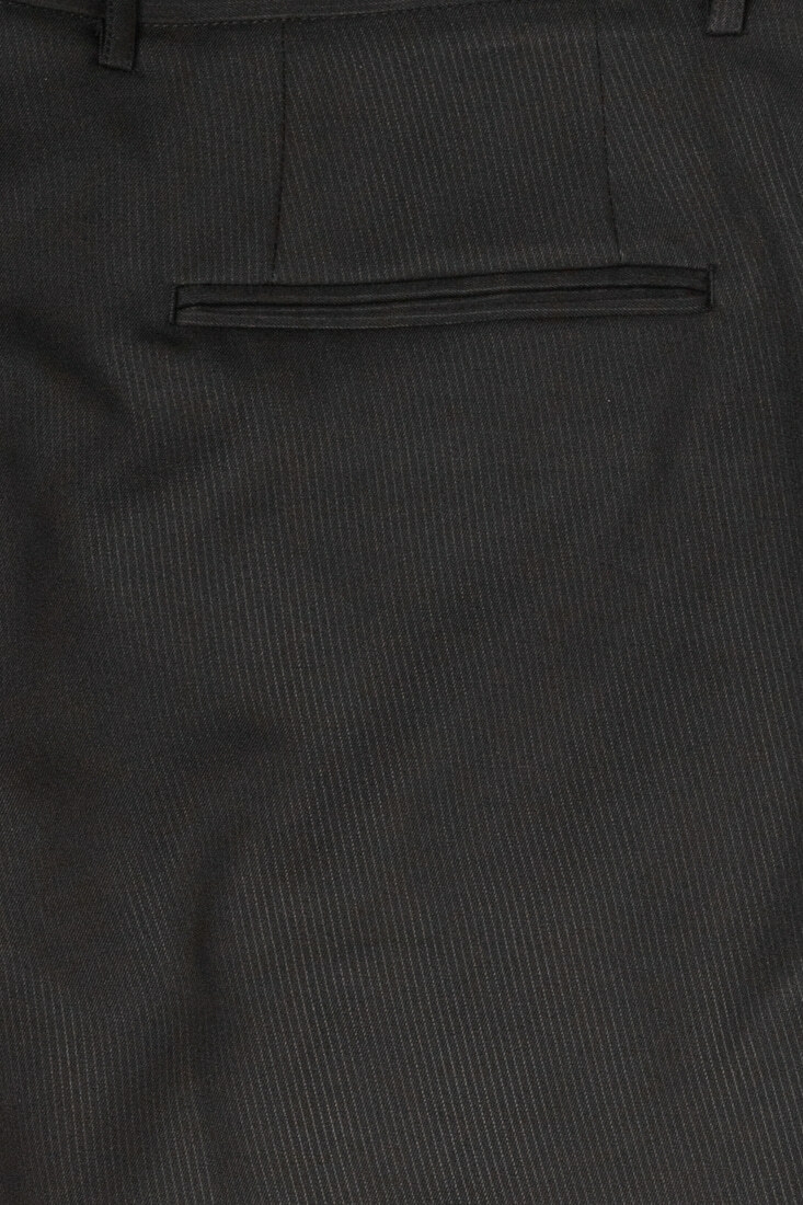 經典時尚黑色彈性修身西裝褲-商務加大直紋後口袋