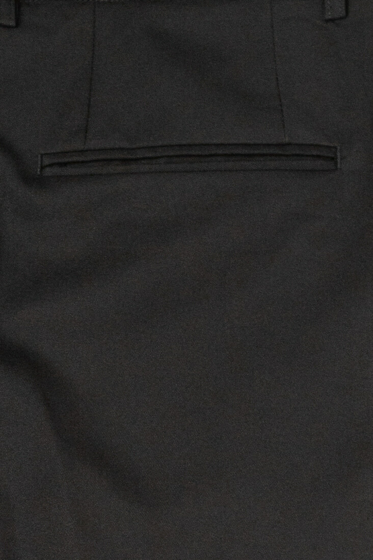 經典時尚黑色彈性修身西裝褲-商務素面後口袋