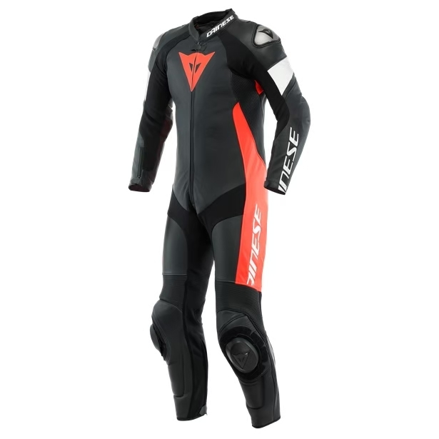 DAINESE TOSA 1 PCS LEATHER SUIT Black/Red-Fluo/White 黑螢光紅白 連身皮衣 入門 鈦合金 打洞